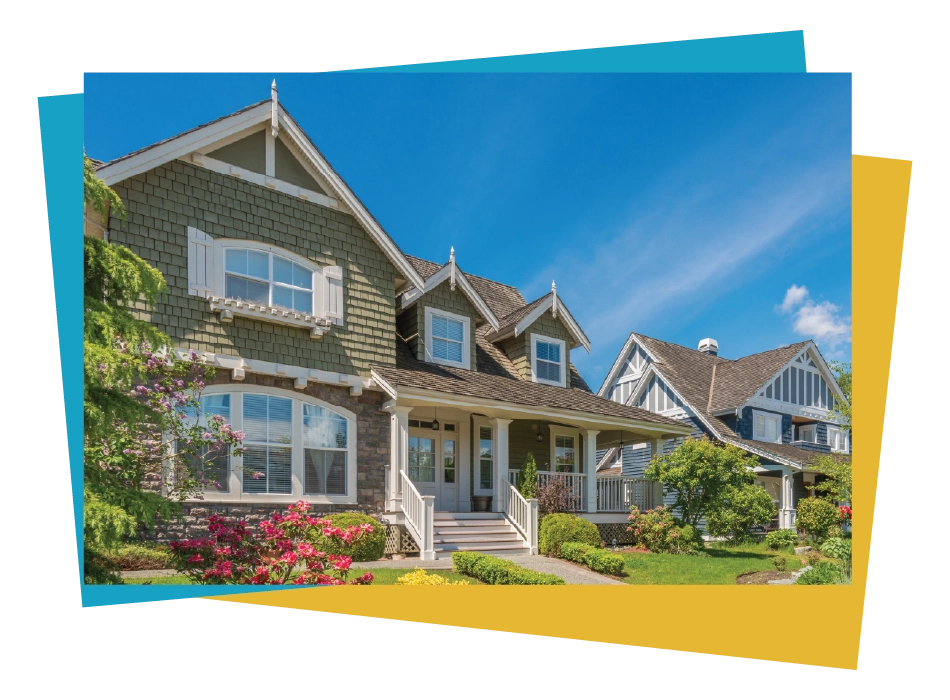 Freshly painted homes on a quiet residential street in Dorchester County, Maryland
